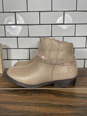 Lands End Shoes Girls Sz 2 Platino Shimmer Multicolor Zip Up Western Booties NEW